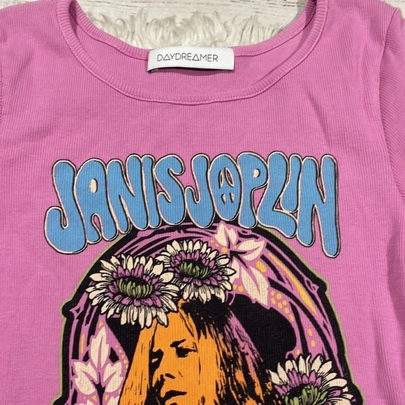 NWT Daydreamer Janis Joplin Piece Of My Heart Baby Tee Pink Retro Boho - Picture 6 of 9